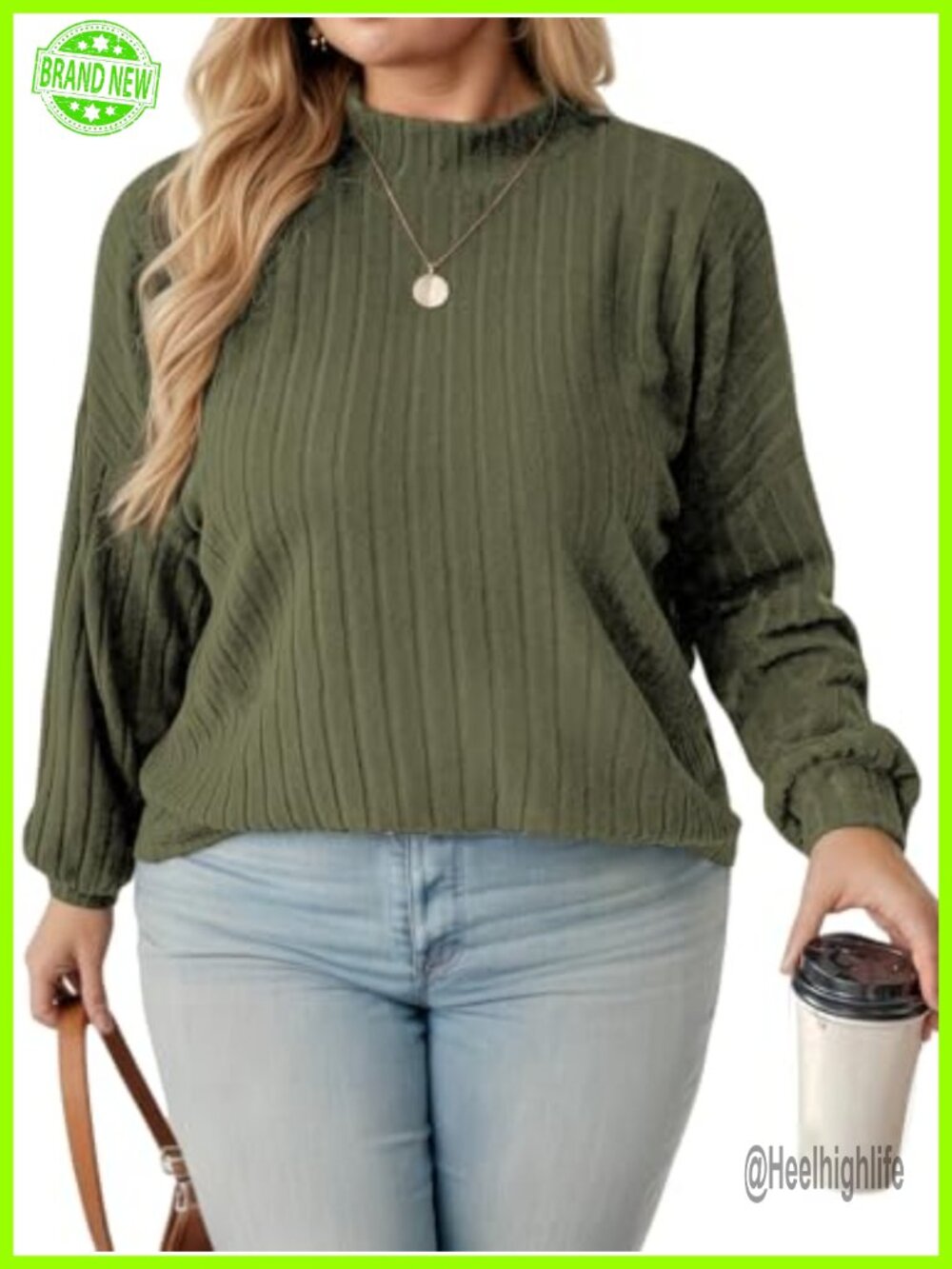 Women's Plus Size Mock Neck Long Sleeve Pullover Knit Tunic Sweater